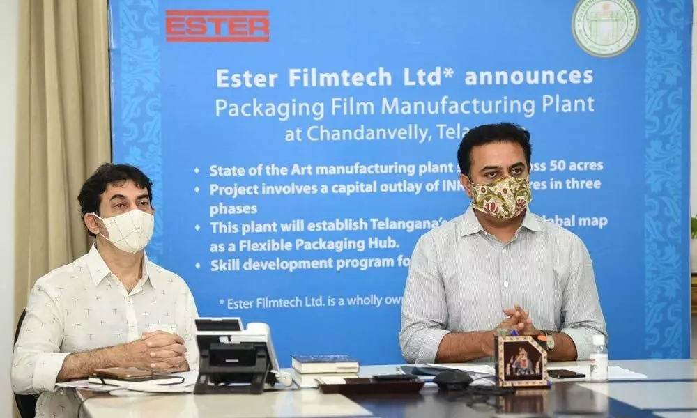 Industries Minister KT Rama Rao and Industries Secretary Jayesh Ranjan