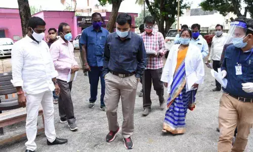 District Collector Dr A Sharath at Yellareddy municipal office on Tuesday