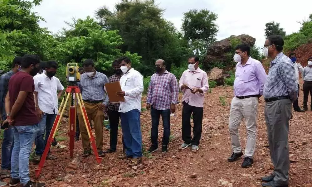 Vigilance and Enforcement officials conducting an ETS survey at Simhachalam ghat road in Visakhapatnam