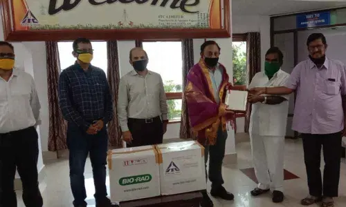 ITC Divisional Chief Executive Sanjay Singh handing over an instrument that will recognise Thalassemia diseases