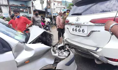 Mopidevi Venkataramana and P Pushpa Srivani escaped a major accident