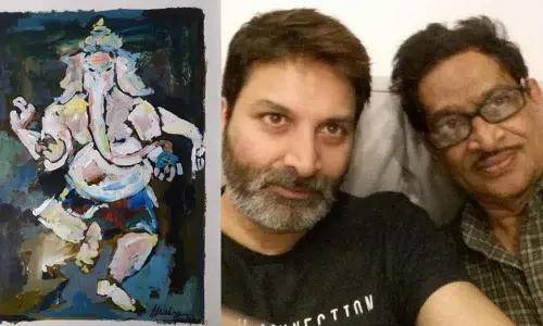 Ongole: Dr Machiraju Ramachandra Rao paints Nritya Ganapati