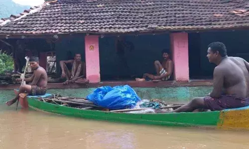 A flooded locality in Devipatnam mandal