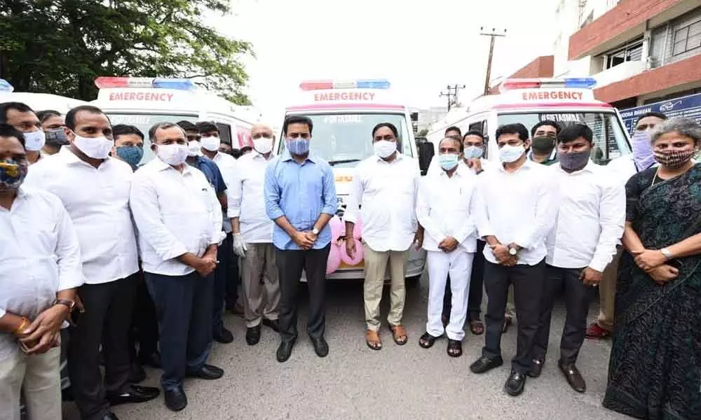 KTR flags off ambulances donated under ‘Gift a Smile’ campaign