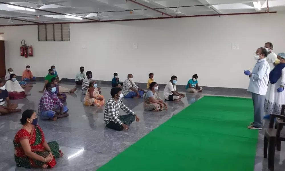 Yoga classes being conducted for Covid patients at Padmavati Nilayam