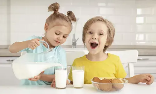 Children having milk