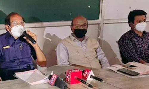 Chaitanya Chancellor Dr Ch V Purushotham Reddy addressing a press conference in hanamkonda on Monday