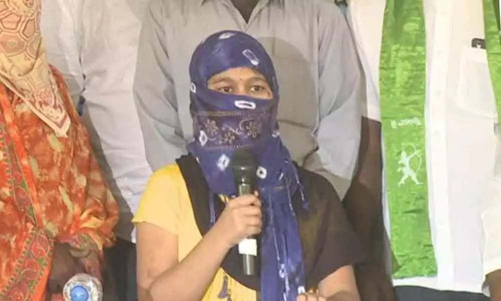 Hyderabad rape victim speaking to media in Hyderabad