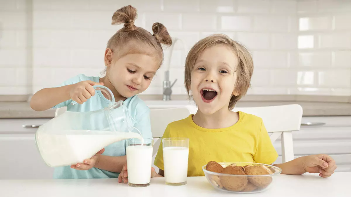 Children having milk