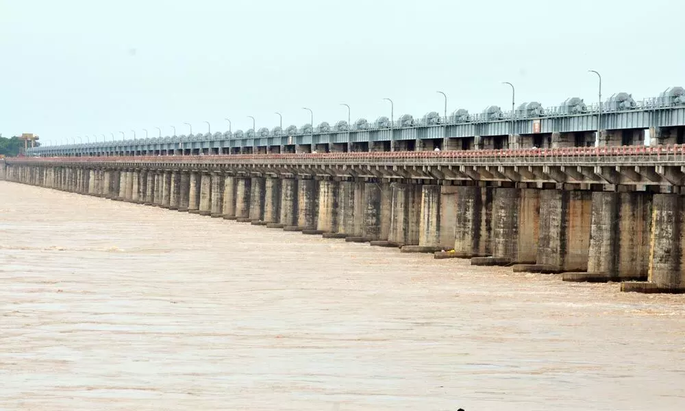 Godavari water level at Dowleswaram Barrage on Monday