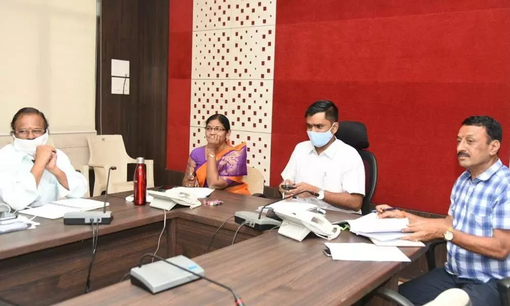 TTD EO  Anil Kumar Singhal reviewing  state-of-art technology for the upcoming Parakamani Building at Tirumala on Monday