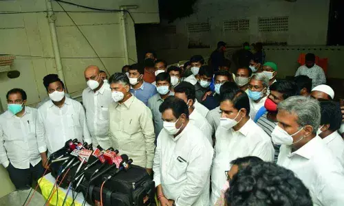 Nara Chandrababu Naidu calls on Atchannaidu, Kollu Ravindra