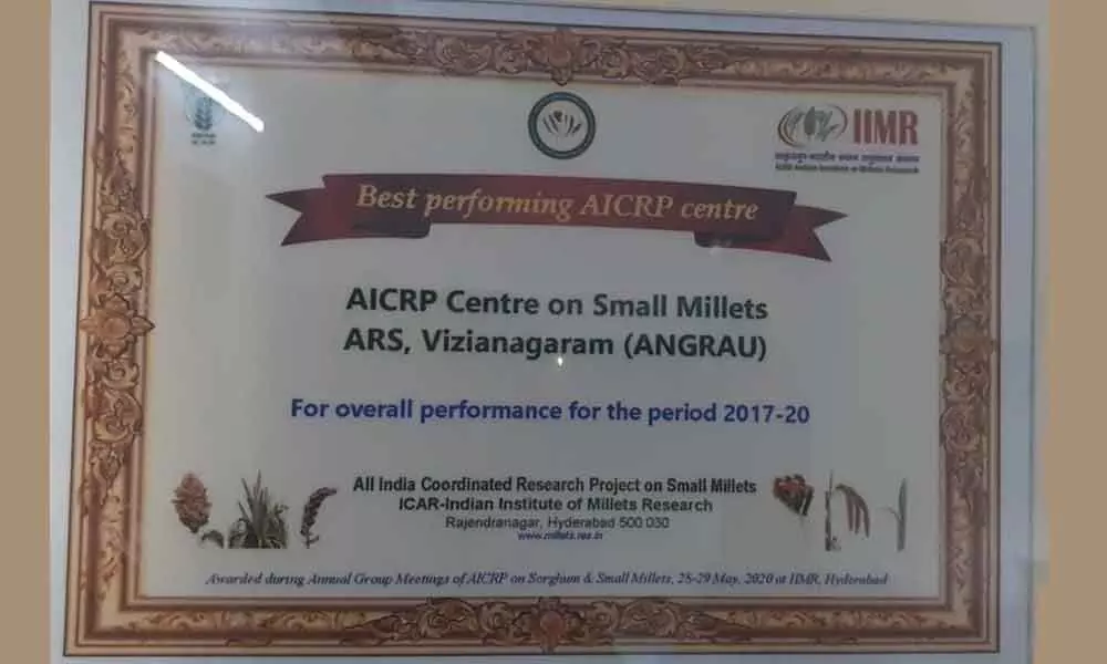 Agri research station bags award for millet research