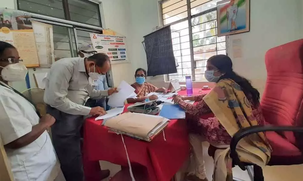 Joint Collector P Prasanti inspecting Primary Health Centre in Vatticherakauru mandal of Guntur district on Wednesday