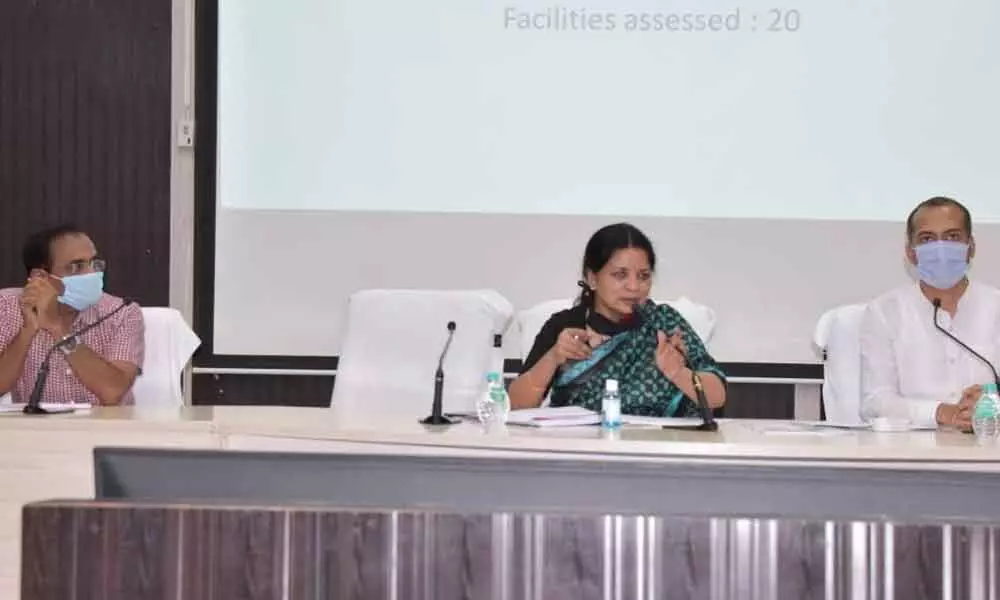 Commissioner of Health and Family Welfare Department Vakati Karuna addressing medical officers at a review meeting