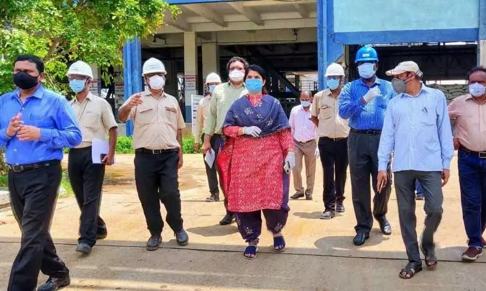 Joint Collector G Raja Kumari inspecting Coromandel Fertilizers Company in Kakinada