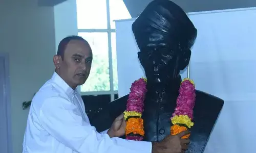 GITAM Centre for Learning and Sustainability Director S S Prasada Rao garlanding the statue of Dr Sarvepalli Radhakrishnan on the occasion of Teachers’ Day