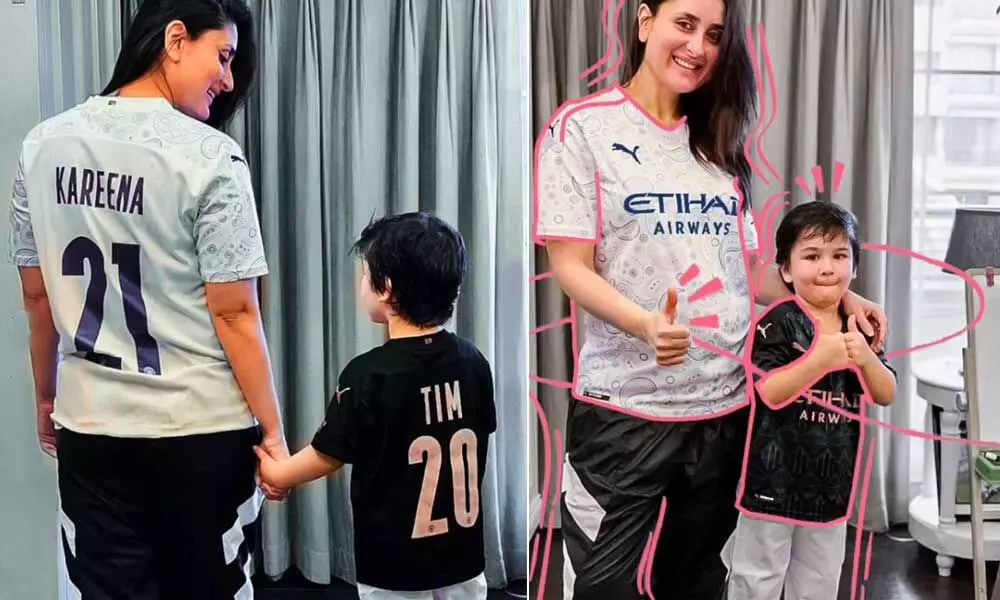 Kareena Kapoor And Taimur Cheer For Manchester City Wearing Their New Jerseys