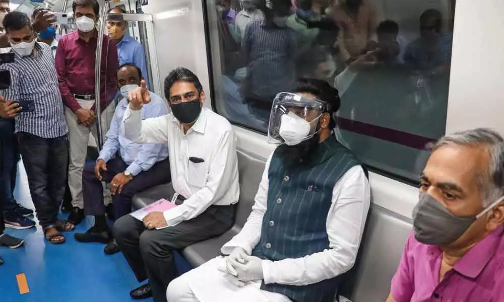 As part of Unlock 4.0, Metro Rail services in Bengaluru started operations on the Purple Line from Byappanahalli station at 8 am towards Mysuru Road and vice-versa. Medical Health Minister K Sudhakar travelled in a Metro train to review the preparedness. Karnataka Health Minister B Sriramulu too took a ride on Metro on Monday