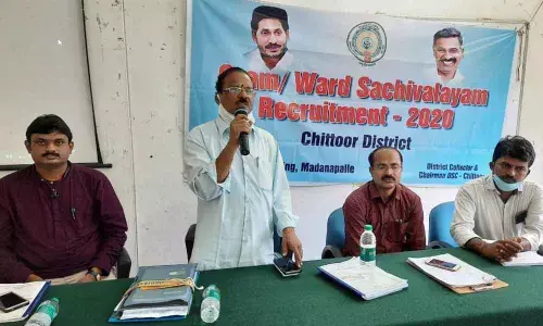 Joint Collector (welfare) V R Chandramouli addressing the examination superintendents at Madanapalli on Wednesday