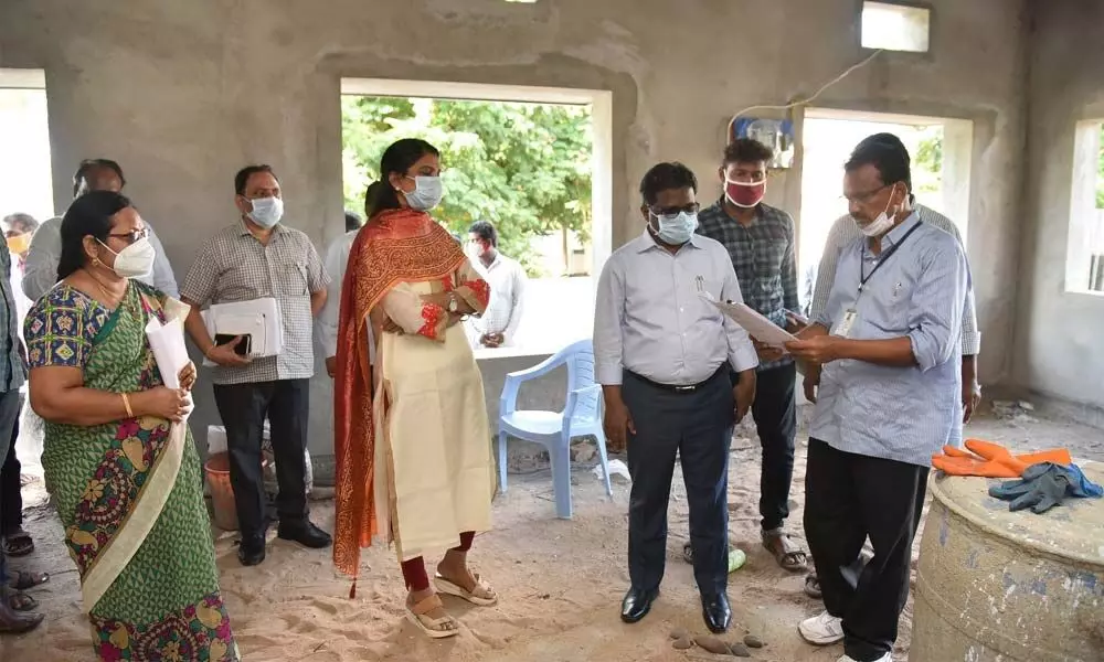 District Collector I Samuel Anand Kumar and Joint Collector P Prasanti visiting village secretariat in Prattipadu mandal of Guntur district on Thursday