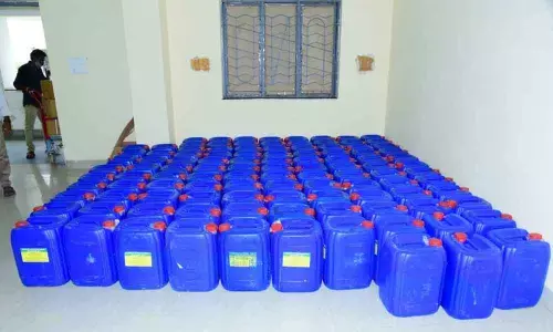 Nannaya University supplying sanitisers to examination centres