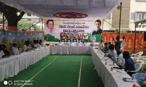 Participants at a meeting organised by the APCC at Andhra Ratna Bhavan in Vijayawada on Friday