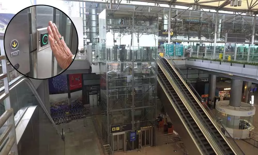 Airport facilitates touch-less elevator