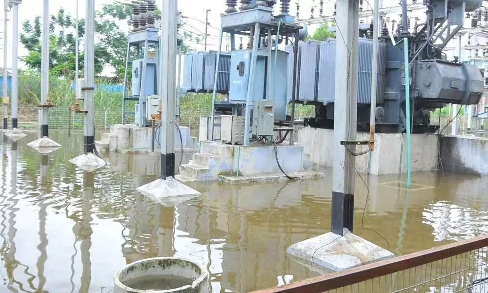 Electrical substation flooded at Mariapuram in Kadapa on Monday