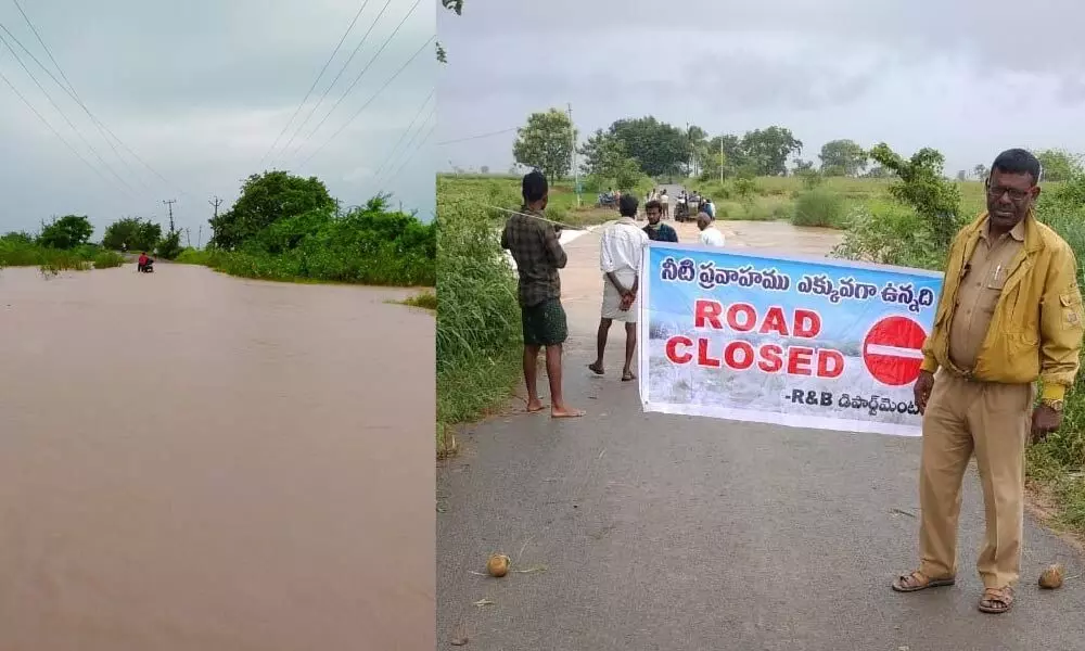 Chagalamarri to Madhapuram road in Kurnool district was closed due to overflowing of stream water.