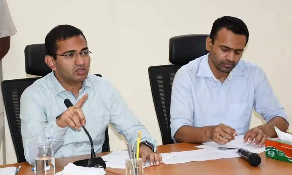 District Collector Musharraf Ali Faruqui addressing the officials at a meeting at the Collectorate’s conference hall in Nirmal on Tuesday