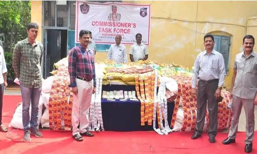 Task Force police with seized gutka packets