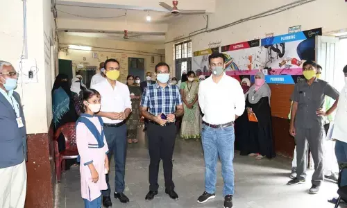 District Collector Musharraf Ali Faruqui inspecting digital classes at Minority Residential School in Kasba on Thursday