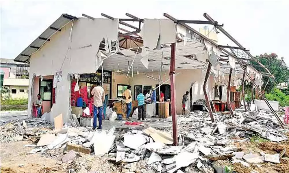 MLAs camp office demolished in Warangal due to nala widening works