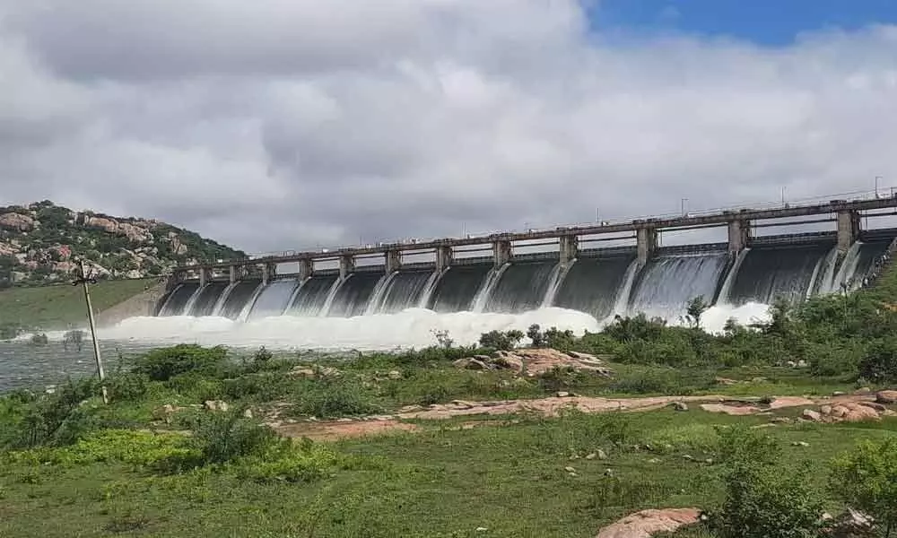 Water gushing out of Koilsagar project after 11 sluice gates were lifted on Friday