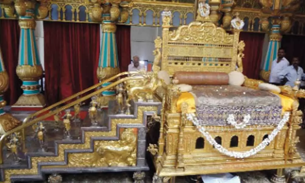 Gem studded golden throne from Mysuru Palace being readied