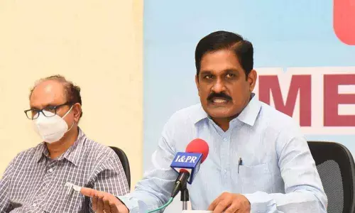 R&B principal secretary M T Krishna Babu addressing the media in Vijayawada on Saturday