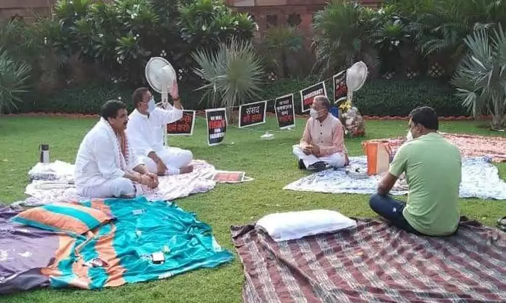 Rajya Sabha Deputy Chairman brings tea for protesting suspended MPs
