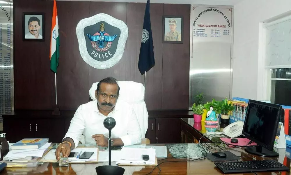 DIG of North Andhra region LKV Ranga Rao speaking to the staff of Vizianagaram district in a webinar on Tuesday