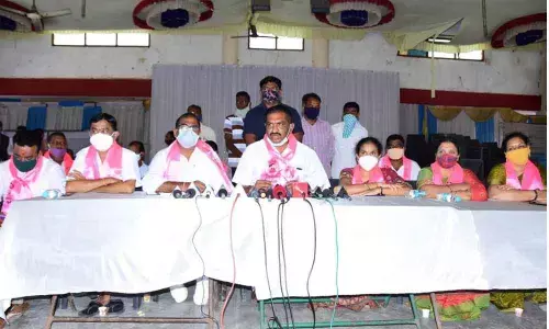 City Mayor Y Sunil Rao speaking at a press meet in Karimnagar on Tuesday