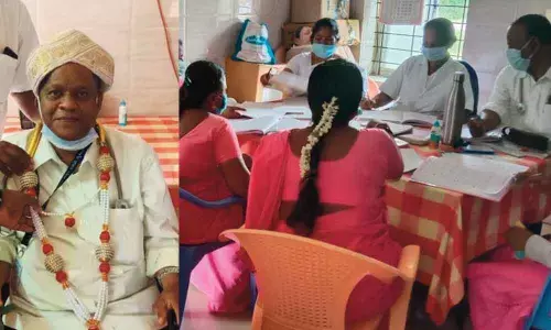 Rapid antigen test for health staff at Nanjangud on Tuesday