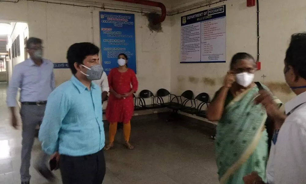 Special officer for welfare of differently-abled, transgender and senior citizens Dr M Gurumoorthy inspecting RUIA Hospital in Tirupati on Thursday