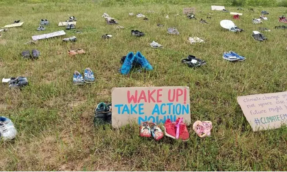Hyderabad: Even shoes strike for climate justice