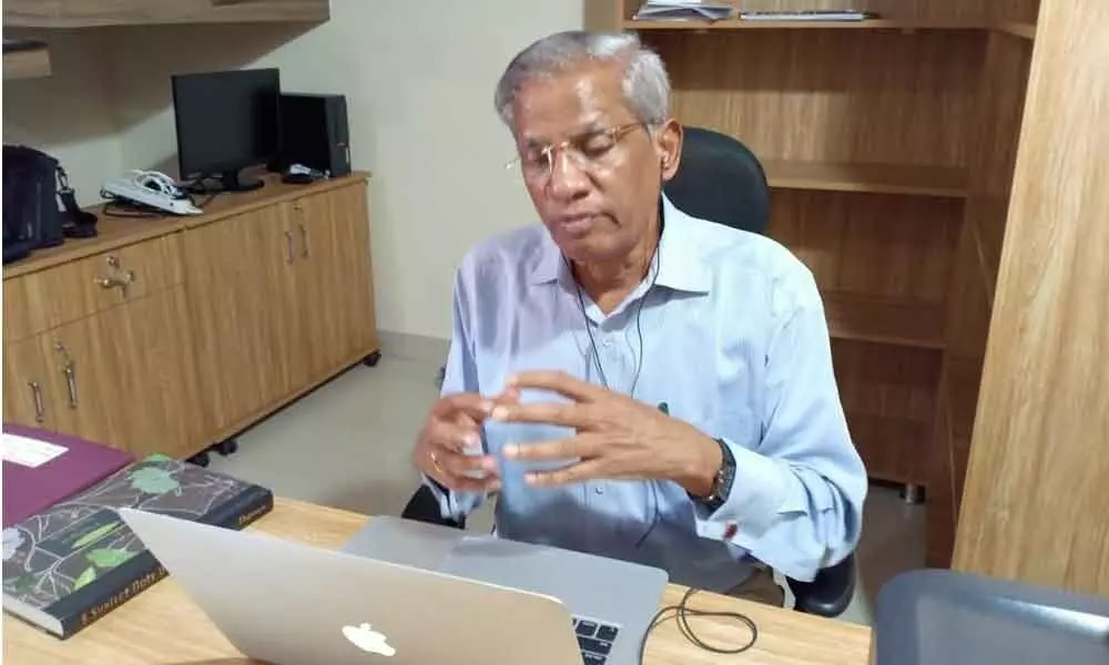 Prof TV Kattimani, Vice-Chancellor of Tribal University, speaking in a webinar on Friday