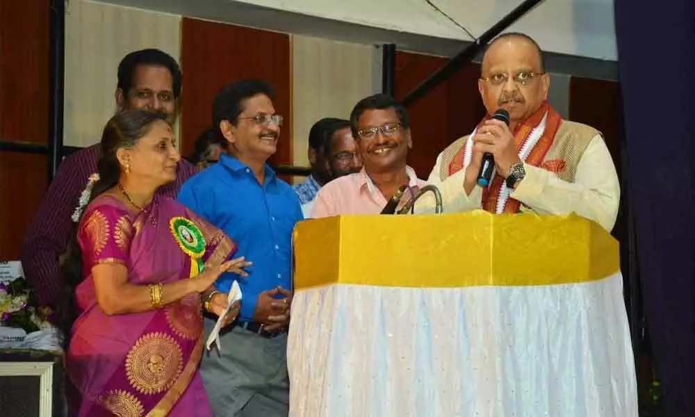 S P Balasubrahmanyam taking part in Ghantasala Jayanthi celebrations in Vizianagaram in 2017