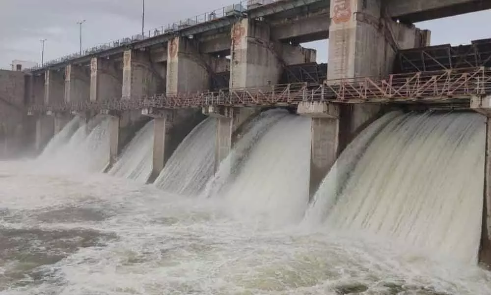Six spillway gates of Koulas Nala opened on Saturday  to release 18,857 cusecs of water