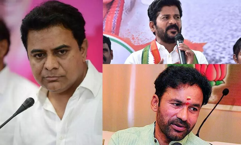 K T Rama Rao, A Revanth Reddy and G Kishan Reddy