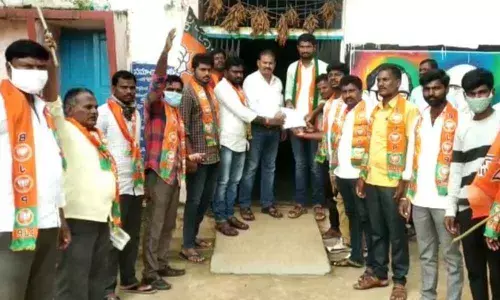 BJP leaders a representation demanding abolition of the LRS to the tahasildar of Kosgi mandal on Tuesday