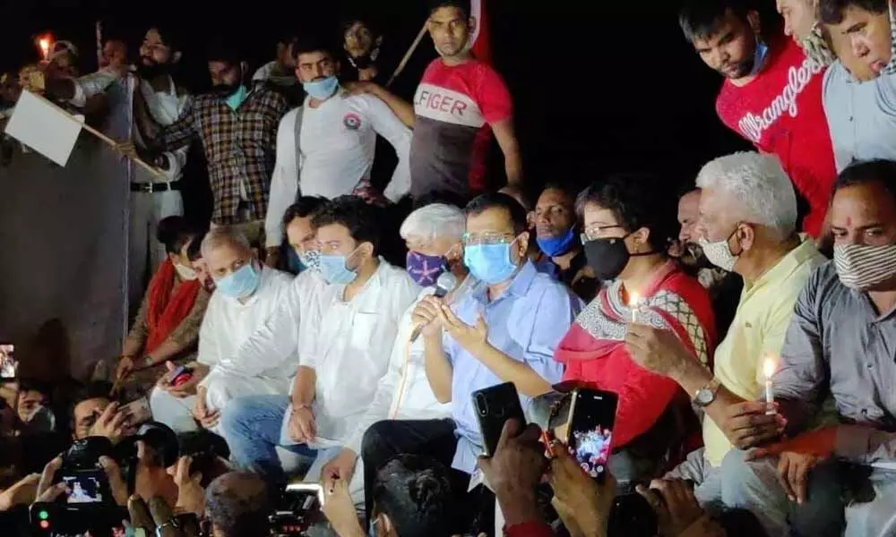Hathras incident: Delhi CM Arvind Kejriwal joins protest at Jantar Mantar