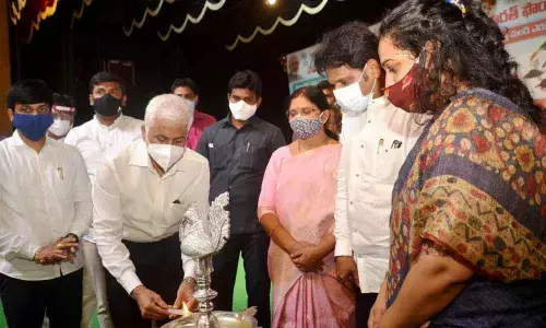 Rajya Sabha member V Vijayasai Reddy taking part in the 151st birth anniversary  celebrations of Mahatma Gandhi in Visakhapatnam on Friday